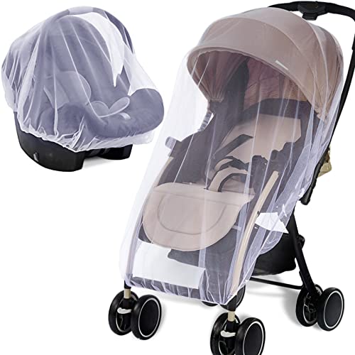 Mosquito Net for Stroller - Protective Baby Stroller Mosquito Net 2Pack - Perfect Bug Net for Strollers, Bassinets, Cradles, Playards, Pack N Plays and Portable Mini Crib (White)