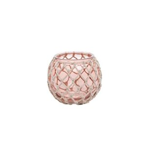 beachcombers b22338 pink glass tealight with rope weave, 4.52-inch diameter