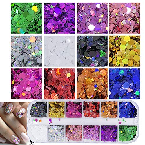 AddFavor 4 Boxes Holographic Nail Sequins Shapes Mixed Iridescent Nail Glitter Flakes Butterfly Hearts Star DIY Design Manicure Decorations Sets for Nail Art/Craft/Makeup (Style A)