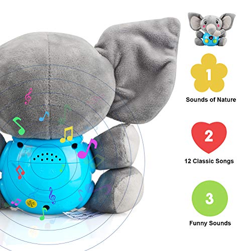 STEAM Life - Baby Toys 3-6 Months, Baby Musical Toys Elephant, Infant Toys 0-6 Months, Elephant Baby Stuff, 3 Month Baby Toys, 4 Month Baby Toys, Newborn Toys 0 3 Months, Toys for Infants 0-6 Months