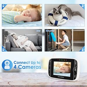HelloBaby Monitor with Camera and Audio, IPS Screen LCD Display Video Baby Monitor No WiFi Infrared Night Vision, Temprature, Lullaby, Two Way Audio and VOX Mode (HB66)