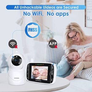 HelloBaby Monitor with Camera and Audio, IPS Screen LCD Display Video Baby Monitor No WiFi Infrared Night Vision, Temprature, Lullaby, Two Way Audio and VOX Mode (HB66)