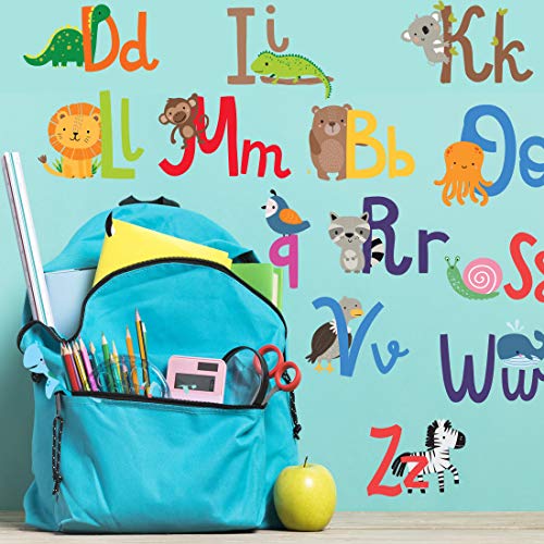 Alphabet Wall Decals for Kids Rooms - ABC Toddler Boy and Girl Playroom Décor Animal Stickers - Wall Decals for Kids Rooms