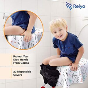 Toilet Seat Covers Disposable - 20 Pack - Waterproof, Ideal for Kids and Adults – Extra Large, Individually Wrapped for Travel, Toddlers Potty Training in Public Restrooms (Dinosaurs, 20)