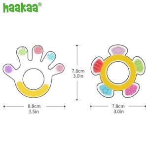 haakaa Silicone Teether Combo -Baby Freezer Teething Toy - Soft Cold Teether - Soothe Teething Pain & Itching Gum -Perfect Size-Palm & Ferris Wheel Shape for 3M+ Babies BPA Free - 2 pk