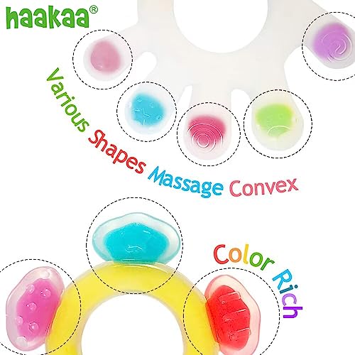 haakaa Silicone Teether Combo -Baby Freezer Teething Toy - Soft Cold Teether - Soothe Teething Pain & Itching Gum -Perfect Size-Palm & Ferris Wheel Shape for 3M+ Babies BPA Free - 2 pk