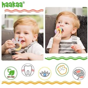 haakaa Silicone Teether Combo -Baby Freezer Teething Toy - Soft Cold Teether - Soothe Teething Pain & Itching Gum -Perfect Size-Palm & Ferris Wheel Shape for 3M+ Babies BPA Free - 2 pk