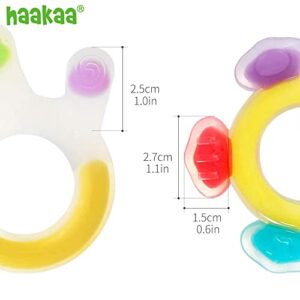 haakaa Silicone Teether Combo -Baby Freezer Teething Toy - Soft Cold Teether - Soothe Teething Pain & Itching Gum -Perfect Size-Palm & Ferris Wheel Shape for 3M+ Babies BPA Free - 2 pk