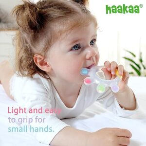haakaa Silicone Teether Combo -Baby Freezer Teething Toy - Soft Cold Teether - Soothe Teething Pain & Itching Gum -Perfect Size-Palm & Ferris Wheel Shape for 3M+ Babies BPA Free - 2 pk