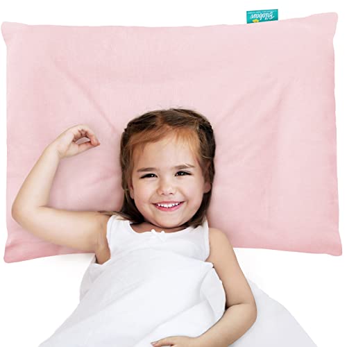 Baby Toddler Pillow for Girls with Pillowcase (13" x 18"), Toddler Pillows for Sleeping, Oeko-TEX Standard 100 Certificated Soft Small Travel Pillow, Pink