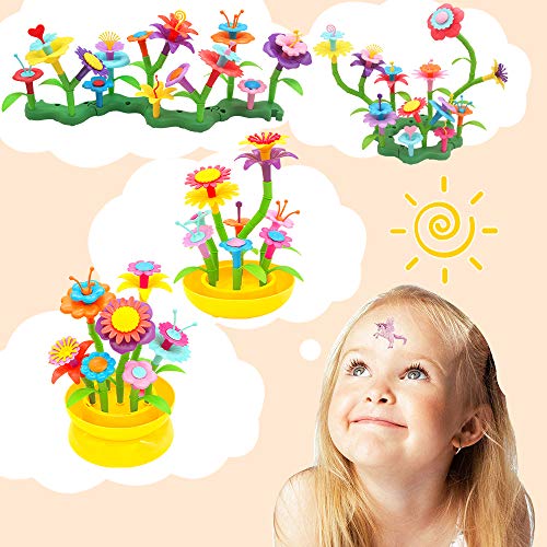 VERTOY Flower Garden Building Toy Set for 3, 4, 5, 6 Year Old Girls, STEM Educational Activity Toys and Girls Birthday Gift for Age 3+ yr Toddlers and Kids, 143 pcs