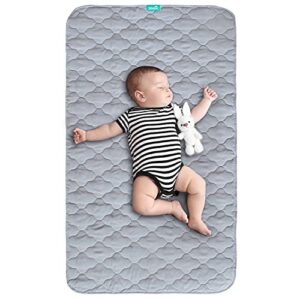 waterproof crib mattress protector pad 28" x 52",anti slip & durable waterproof pad mat for baby standard crib/bed pads grey