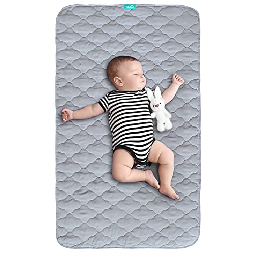 Waterproof Crib Mattress Protector Pad 28" x 52",Anti Slip & Durable Waterproof Pad Mat for Baby Standard Crib/Bed Pads Grey