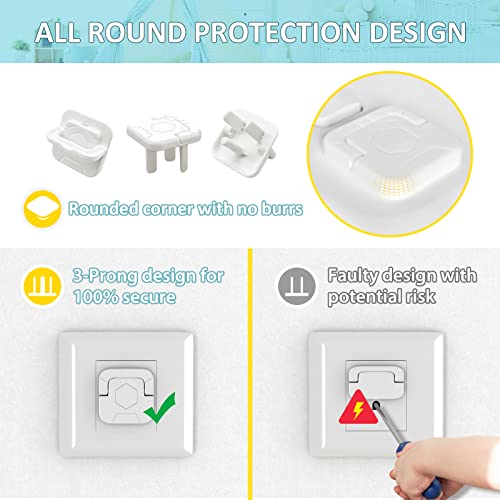 Baby Proofing Outlet Covers (60 Pack) Electric Outlet Pulg Covers for Baby Safety Socket Cover Protector Cap to Prevent Your Child from Power Shock Hazard