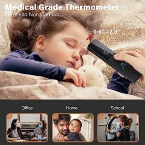 Amplim Non Contact/No Touch Digital Forehead Thermometer for Adults, Kids, and Babies, Touchless Temporal Thermometer FSA HSA Approved, Black