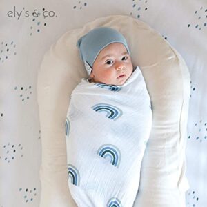 Ely’s &Co. Changing Pad Covers | Cradle Sheet 1-Pack Combed Jersey Cotton for Baby Boy - (Blue Raindrops)