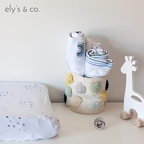 Ely’s &Co. Changing Pad Covers | Cradle Sheet 1-Pack Combed Jersey Cotton for Baby Boy - (Blue Raindrops)