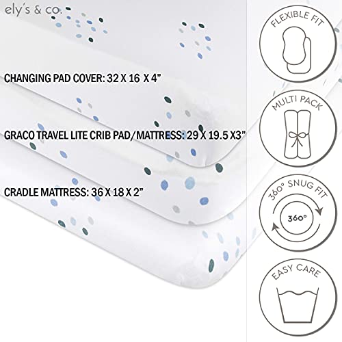 Ely’s &Co. Changing Pad Covers | Cradle Sheet 1-Pack Combed Jersey Cotton for Baby Boy - (Blue Raindrops)