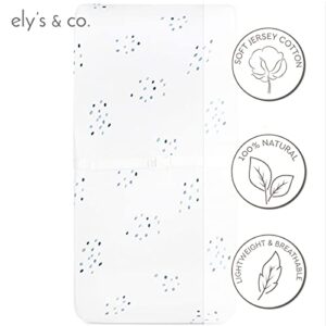 Ely’s &Co. Changing Pad Covers | Cradle Sheet 1-Pack Combed Jersey Cotton for Baby Boy - (Blue Raindrops)