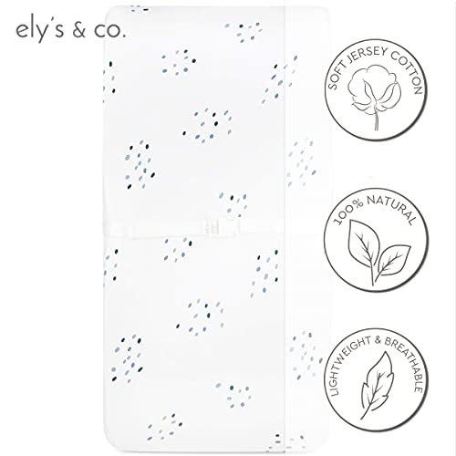 Ely’s &Co. Changing Pad Covers | Cradle Sheet 1-Pack Combed Jersey Cotton for Baby Boy - (Blue Raindrops)