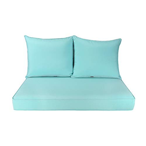 BOSSIMA Patio Furniture Cushions Comfort Deep Seat Glider Loveseat Cushion Indoor Outdoor Seating Cushions Light Blue