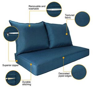 BOSSIMA Patio Furniture Cushions Comfort Deep Seat Glider Loveseat Cushion Indoor Outdoor Seating Cushions Light Blue