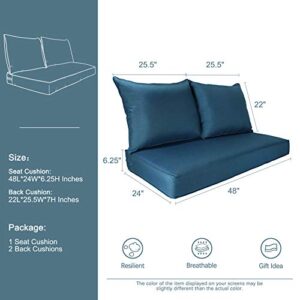 BOSSIMA Patio Furniture Cushions Comfort Deep Seat Glider Loveseat Cushion Indoor Outdoor Seating Cushions Light Blue