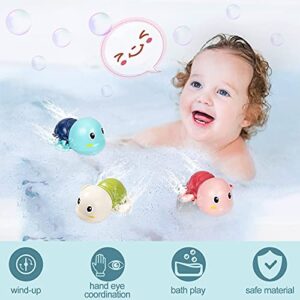 SEPHIX Bath Toys for Toddlers 1-3, Cute Swimming Turtle Bath Toys for 1 2 Year Old Boy Girl Gifts, Water Pool Toys for Baby Toddler Toys Age 1-4, Wind-up Infant Bathtub Toys, 3 Pack