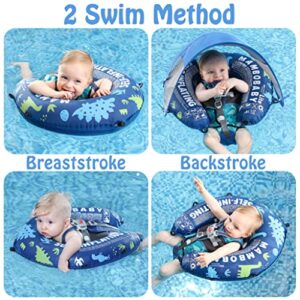 Mambobaby Newest Compressible Folding Baby Self-Inflating Float with Sun Canopy – Blue