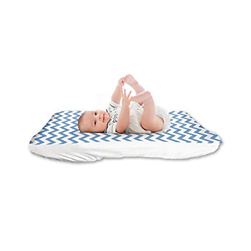 Lessy Messy Baby Changing Pad Cover - The Only Portable Changing Pad for Baby That is Leak-Proof and Baby Travel Changing Table Pads Safe for The Washer and Dryer (Blue)