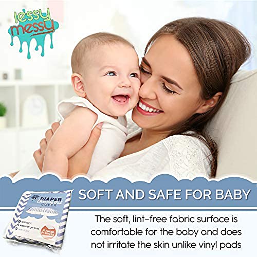 Lessy Messy Baby Changing Pad Cover - The Only Portable Changing Pad for Baby That is Leak-Proof and Baby Travel Changing Table Pads Safe for The Washer and Dryer (Blue)