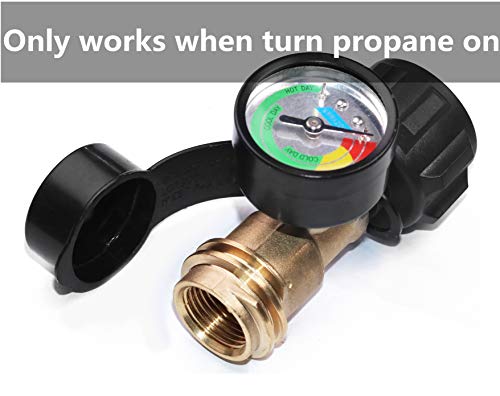 DOZYANT Propane Tank Gauge Level Indicator LP Gas Pressure Meter Color Coded Universal for Cylinder, BBQ Gas Grill, RV Camper, Heater and More Appliances - Type 1 Connection, Black