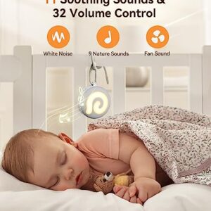 Portable Sound Machine Baby - Dreamegg D11 White Noise Machine for Baby Sleeping with Night Light, White Noise, Lullaby, Nature Sounds, Child Lock, USB Rechargeable Sound Machine for Travel Nursery