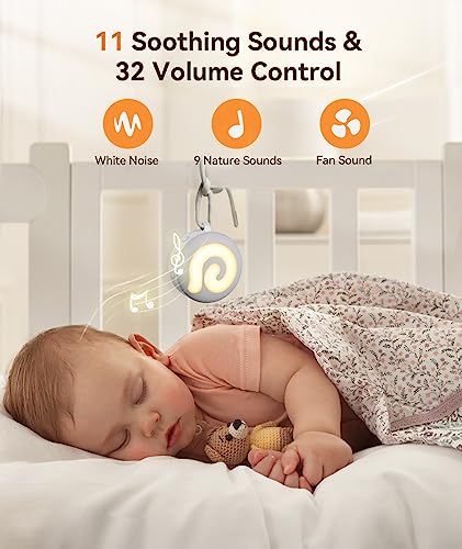 Portable Sound Machine Baby - Dreamegg D11 White Noise Machine for Baby Sleeping with Night Light, White Noise, Lullaby, Nature Sounds, Child Lock, USB Rechargeable Sound Machine for Travel Nursery