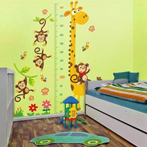 DEKOSH Giraffe & Monkeys Kids Height Wall Chart | Peel & Stick Nursery Wall Decals for Baby Bedroom, Toddler Playroom