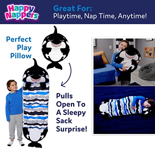 Happy Nappers Pillow & Sleepy Sack- Comfy, Cozy, Compact, Super Soft, Warm, All Season, Sleeping Bag with Pillow- Medium 54” x 20”, Shark