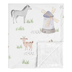 sweet jojo designs farm animals baby boy girl receiving security swaddle blanket for newborn or toddler nursery car seat stroller soft minky - watercolor farmhouse horse cow sheep pig