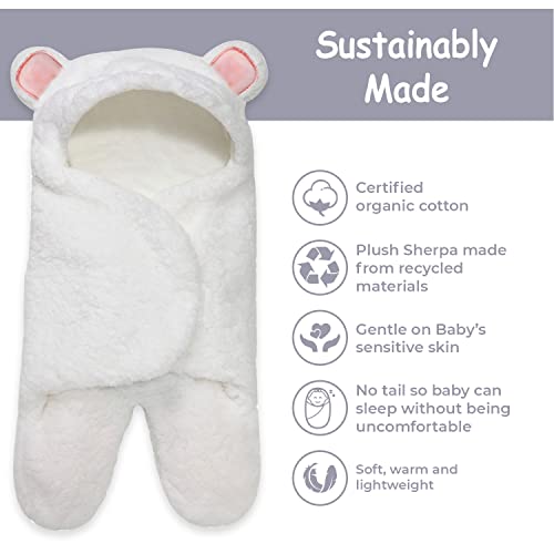 Jam Naturals- Baby Swaddle Blanket, Cute Bear Organic Receiving Swaddling Wrap, Newborn Baby Girl Soft Plush Registry Gift (Pink 0-3)