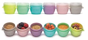 melii snap & go baby food storage containers with lids, snack containers, freezer safe - set of 6, 2oz