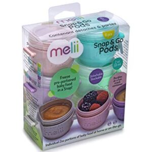 melii Snap & Go Baby Food Storage Containers with lids, Snack Containers, Freezer safe - Set of 6, 2oz