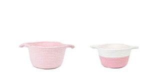 set of 3 pink cotton rope baskets small storage baskets for keys toys little items cute pink baskets for baby room living room mini woven baskets with handles organizer for nursery room