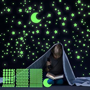 glow in the dark stars decals decor for ceiling, starry sky shining decoration perfect for kids bedroom bedding room gifts