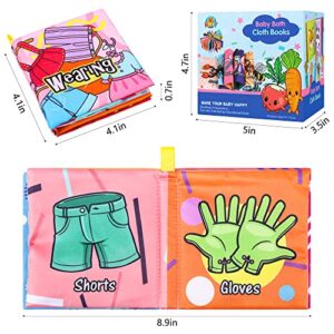 Baby Bath Books,Nontoxic Fabric Soft Baby Cloth Books, Early Education Toys,Waterproof Baby Books for Toddler, Infants Crinkly Cloth Book Bath Toys for 6 to 12 - 18 Months - Pack of 8