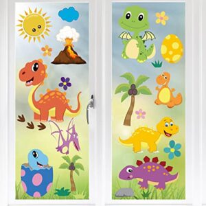 ccinee 85 pcs dinosaur window cling decals for kids,assorted cute dinosaur foot print eggs window sticker decorations for kids toddlers