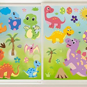 CCINEE 85 PCS Dinosaur Window Cling Decals for Kids,Assorted Cute Dinosaur Foot Print Eggs Window Sticker Decorations for Kids Toddlers