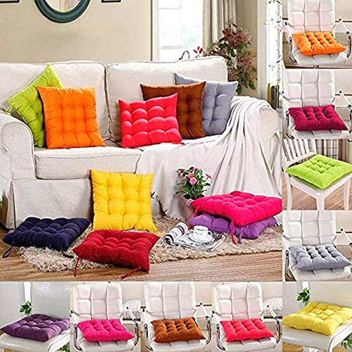 YYRZ Set of 4 Indoor/Outdoor Chair Cushion, Cotton Chair Pads Square, Cushions for Wicker Chair Seat, for Rocking, Dining, Patio, Camping, Kitchen Chairs (40X40cm),Yellow