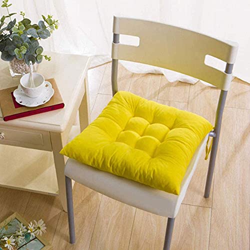 YYRZ Set of 4 Indoor/Outdoor Chair Cushion, Cotton Chair Pads Square, Cushions for Wicker Chair Seat, for Rocking, Dining, Patio, Camping, Kitchen Chairs (40X40cm),Yellow