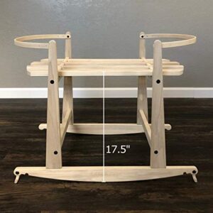 2 in 1 Natural Rocking Stand for Large Baskets (basket's Outside Bottom Width = 18.5" W) - with Brakes (Read All Product Details)