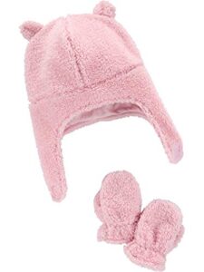 simple joys by carter's unisex babies' hat and mitten set, pink, 0-9 months