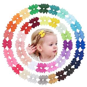 doboi 80pcs 2'' baby girls fully lined grosgrain boutique solid color ribbon mini hair bows clips for teens infants kids toddlers newborn children set of 40 pairs